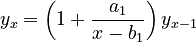  y_x = \left(1+ \frac{a_1}{x-b_1} \right)y_{x-1}