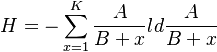 H =-\sum_{x=1}^K \frac{A}{B+x}ld \frac{A}{B+x}
